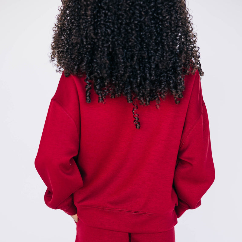 The Youth Crimson Ava Airy Crewneck | Woo Pig Sooie Woven Label