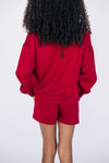 The Ava Airy Shorts Woo Pig Sooie Woven Label | Youth Crimson