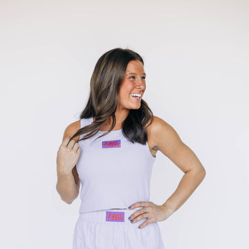 The Alli Ribbed Tank Fight Tigers Woven Label | Lavender