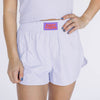 The Liz Nylon Shorts Fight Tigers Woven Label | Lavender