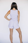 The Liz Nylon Shorts Fight Tigers Woven Label | Lavender