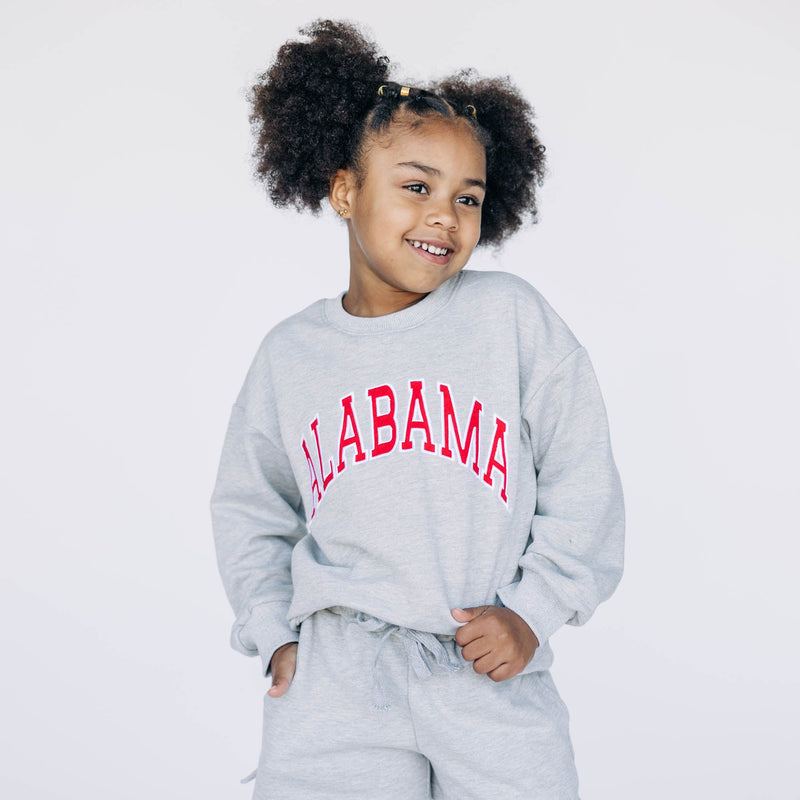 The Youth Light Grey Mallory Crewneck  | Alabama Applique Arch