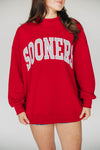 The Madi Classic Mockneck Sooners Applique | Crimson - Grey Applique