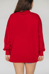 The Madi Classic Mockneck Sooners Applique | Crimson - Grey Applique