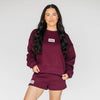 The Becca Boxy Crewneck Gig 'Em Aggies Woven Label | Deep Maroon