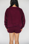 The Becca Boxy Crewneck Gig 'Em Aggies Woven Label | Deep Maroon