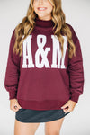 The Madi Varsity Mockneck A&M Applique | Deep Maroon