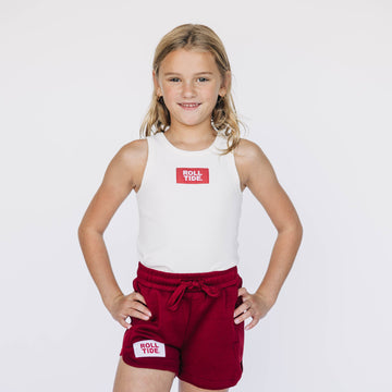 The Alli Ribbed Tank Roll Tide Woven Label | Youth Bone