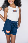 The Alli Ribbed Tank War Eagle Woven Label | Youth Bone