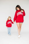 The Madi Classic Mockneck Sooners Applique | Crimson - Grey Applique