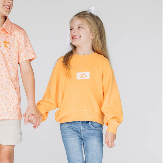 The Molly Corded Crew Go Vols Woven Label | Youth Bright Orange