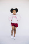 The Mallory Crewneck Arkansas Applique | Youth Light Pink