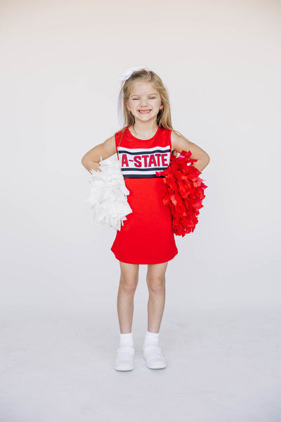 The Arkansas State | Bright Red Striped Cheer Dress