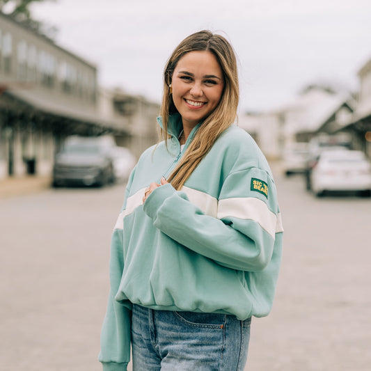The Stripe Up The Band Mint | Sic 'Em Bears Woven Label