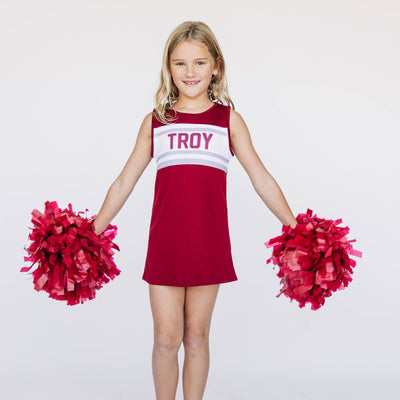 The Troy University | Deep Red Striped Cheer Dress