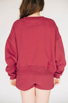 The Becca Boxy Crewneck Spurs Up Woven Label | Deep Red