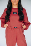 The Becca Joggers Wooo Pig Woven Label | Crimson