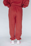 The Becca Joggers Wooo Pig Woven Label | Crimson