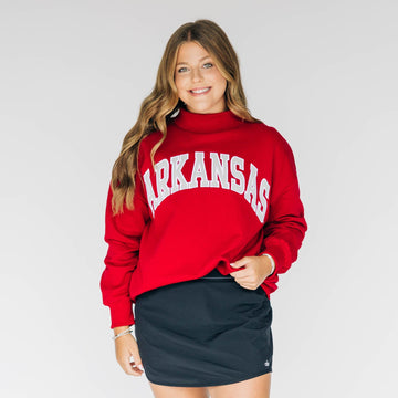 The Madi Classic Mockneck Arkansas Applique | Crimson