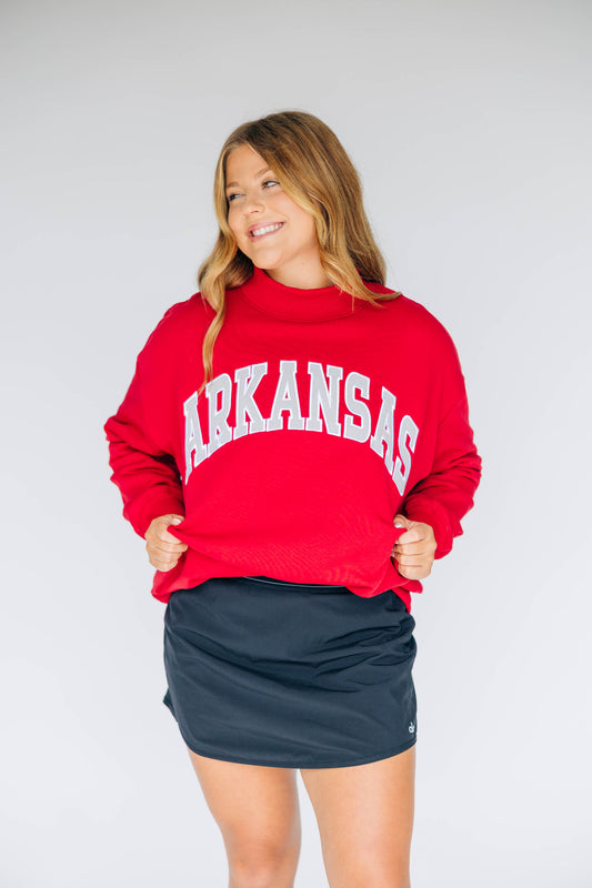 The Madi Classic Mockneck Arkansas Applique | Crimson