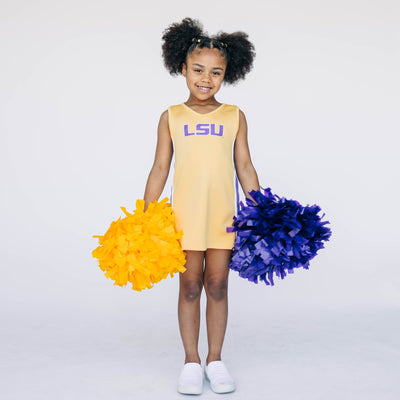 The LSU | Gold Power Stripe V-Neck Cheer Dress