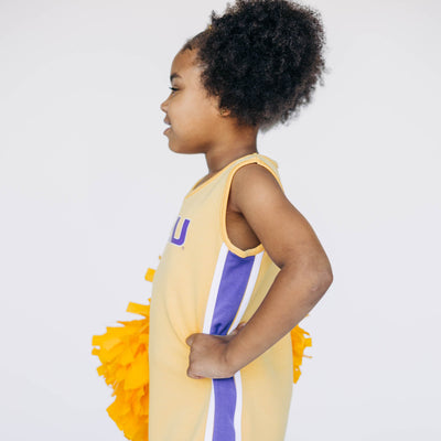 The LSU | Gold Power Stripe V-Neck Cheer Dress