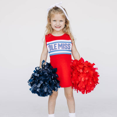 The Ole Miss | Bright Red Striped Cheer Dress