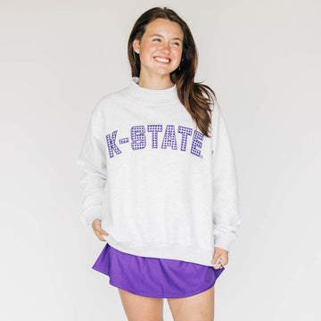 The Mallory Mockneck Kansas State Gingham | Ash