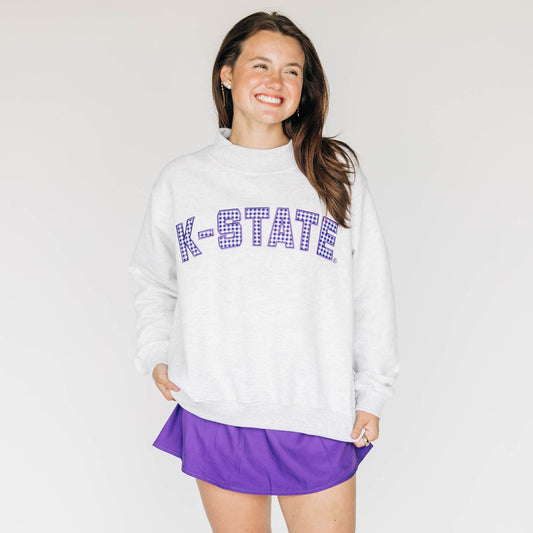 The Mallory Mockneck Kansas State Gingham | Ash