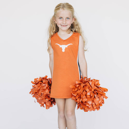 The University of Texas | Burnt Orange Power Stripe V-Neck Cheer Dress *LOGO MISPRINT*