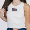 The Alli Ribbed Tank War Eagle Woven Label | Bone