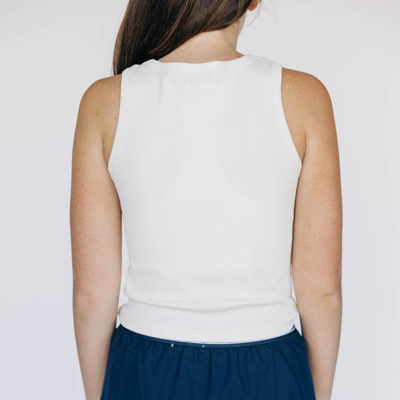 The Liz Ribbed Tank Bone | War Eagle Woven Label