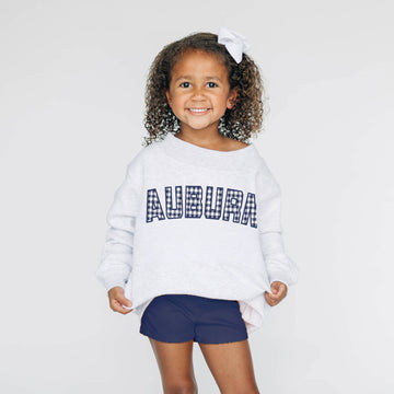 The Mallory Mockneck Auburn Gingham | Youth Ash