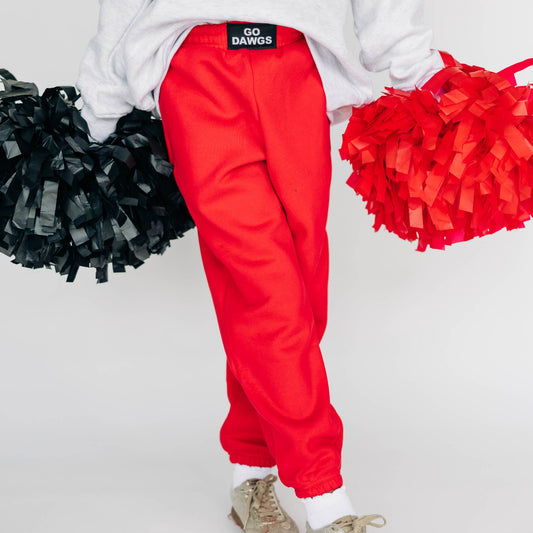 The Becca Joggers Go Dawgs Woven Label | Youth Bright Red
