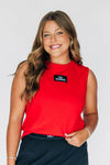 The Anna Active Tank Go Dawgs Woven Label | Bright Red
