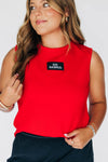 The Anna Active Tank Go Dawgs Woven Label | Bright Red