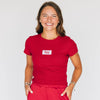 The Raegan Ribbed Baby Tee Roll Tide Woven Label | Crimson