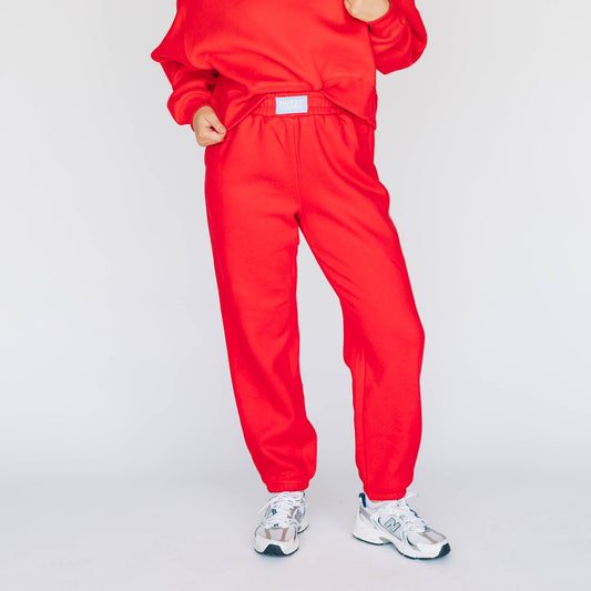 The Becca Joggers Hotty Toddy Woven Label | Bright Red