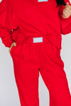The Becca Joggers Hotty Toddy Woven Label | Bright Red