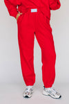 The Becca Joggers Hotty Toddy Woven Label | Bright Red