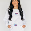 The Becca Boxy Crewneck Hotty Toddy Woven Label | Ash