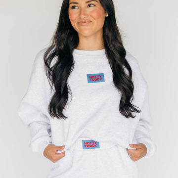 The Becca Boxy Crewneck Hotty Toddy Woven Label | Ash