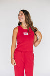 The Alli Airy Tank Roll Tide Woven Label | Crimson
