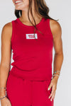 The Alli Airy Tank Roll Tide Woven Label | Crimson