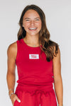 The Alli Airy Tank Roll Tide Woven Label | Crimson