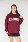 The Mallory Mockneck Texas A&M Gingham | Deep Maroon