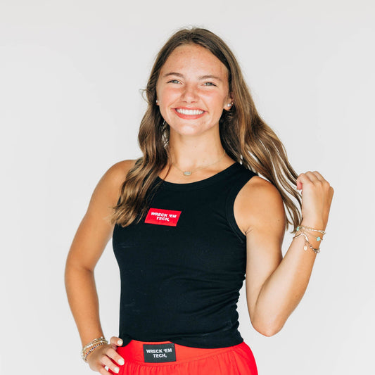 The Alli Ribbed Tank Wreck Em Tech Woven Label | Black
