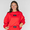 The Becca Boxy Crewneck Wreck 'Em Tech Woven Label | Bright Red