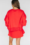 The Becca Boxy Crewneck Wreck 'Em Tech Woven Label | Bright Red