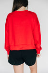 The Ava Airy Crewneck Wreck 'Em Tech Woven Label | Bright Red